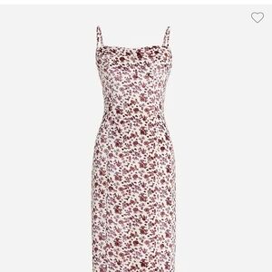 J. Crew Pink and White Spaghetti Strap Slip Midi Dress